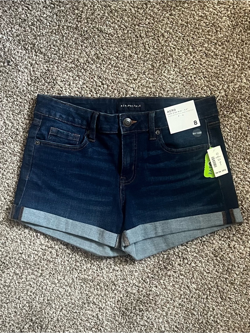 Aeropostale Women's Size 8 Dark Blue Rolled Cuff Midi Denim Shorts